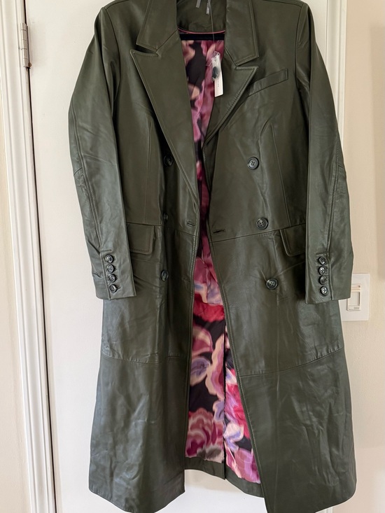 Anthropologie Jackets & Blazers - NWT $698 Anthroplogie Leather Green Trenchcoat